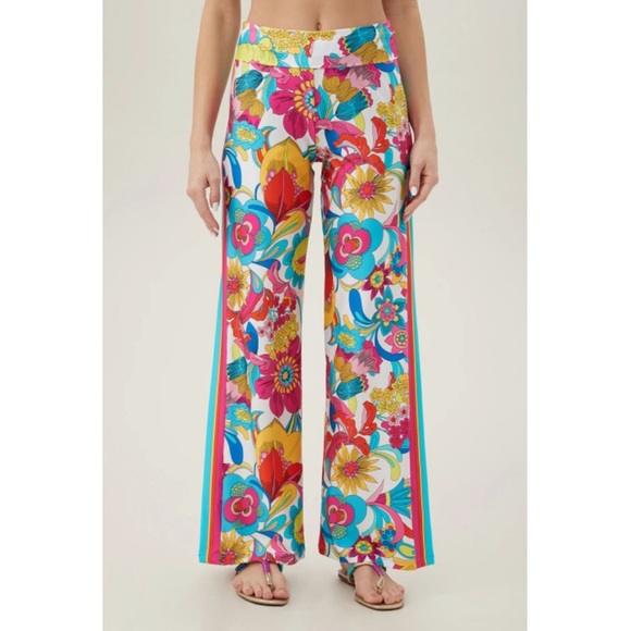 Trina Turk floral vintage design beach pool bathing suit swim pants NWT Large - Picture 1 of 11